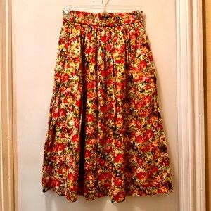 J. Crew Floral Print Maxi Length Beautiful Colorful Flowy Skirt